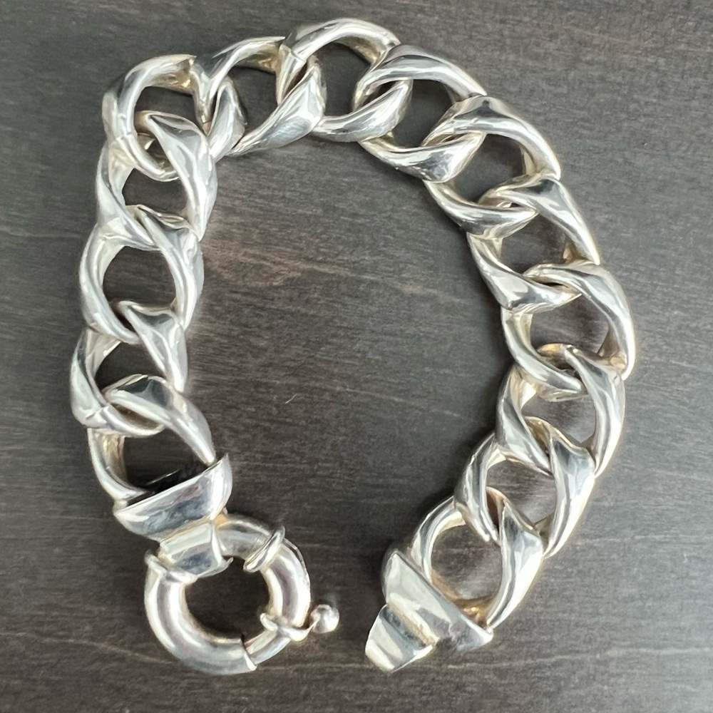 Chunky Sterling Silver Birks Chain Bracelet - Picture 3 of 5